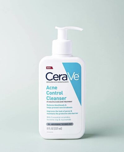Cerave Acne Control Cleanser is formulated with 2% Salicylic Acid and purifying clay for oil control