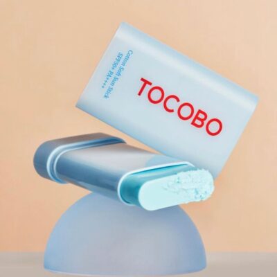The Tocobo Cotton Soft Sun Stick is made with cotton extract for a soft, non-sticky finish.